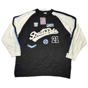 NWT! South Pole Y2K Knit Sweater‎ All Players League Patch Logo XL DEADSTOCK